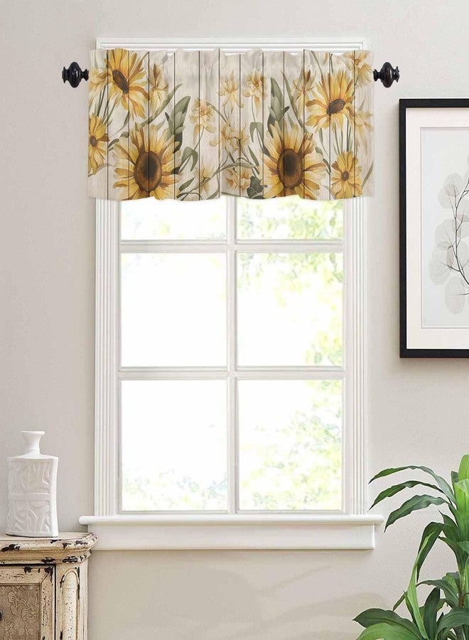 Custom Bed USA Sunflower Window Curtain Valance for Kitchen Windows/Bathroom/Living Room/Bedroom Privacy Decorative Rod Pocket Short Window Valance Curtain, 52" W x 18" L, Vintage Flowers Butterfly on Wooden Board - Image 3